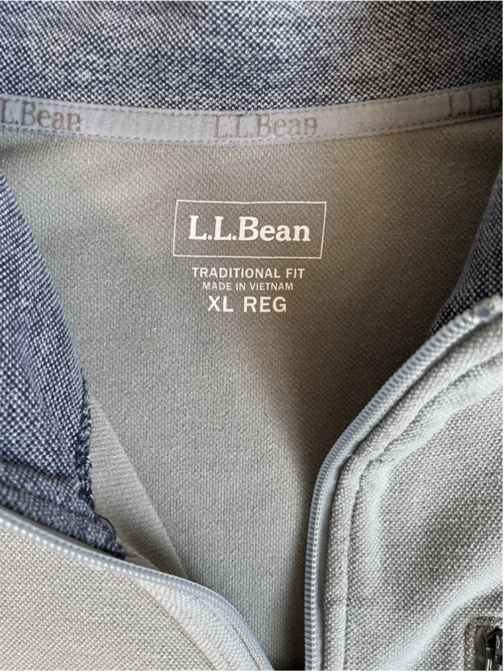 LL Bean Sweater Full Zip Jacket Men's XL Reg Gray Canvas - Picture 6 of 9